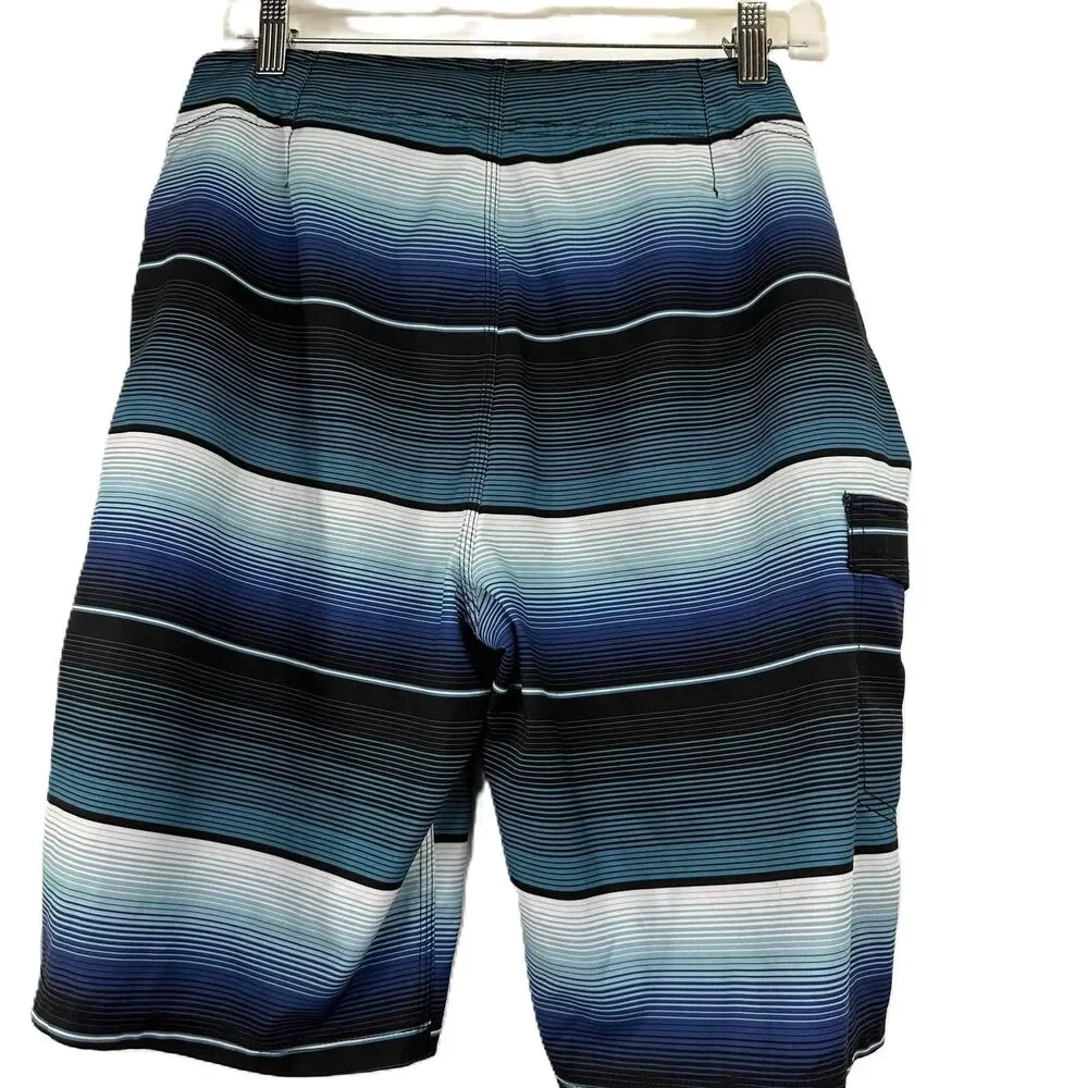 Hang Ten Men's Blue Striped Drawstring Board Shorts Size 34